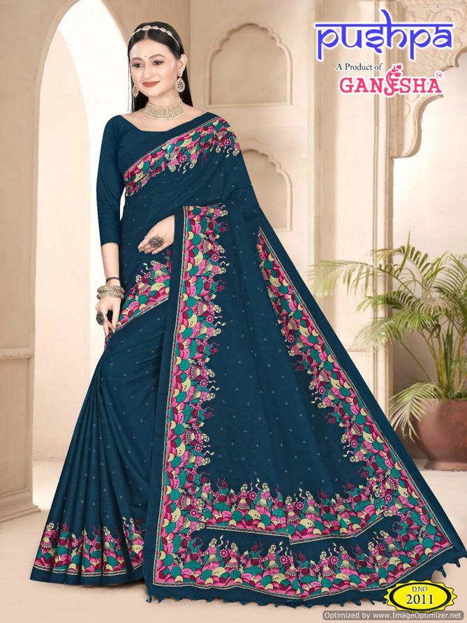 Pushpa Vol 2 By Ganesha Heavy Cotton Printed Daily Wear Sarees Suppliers In India